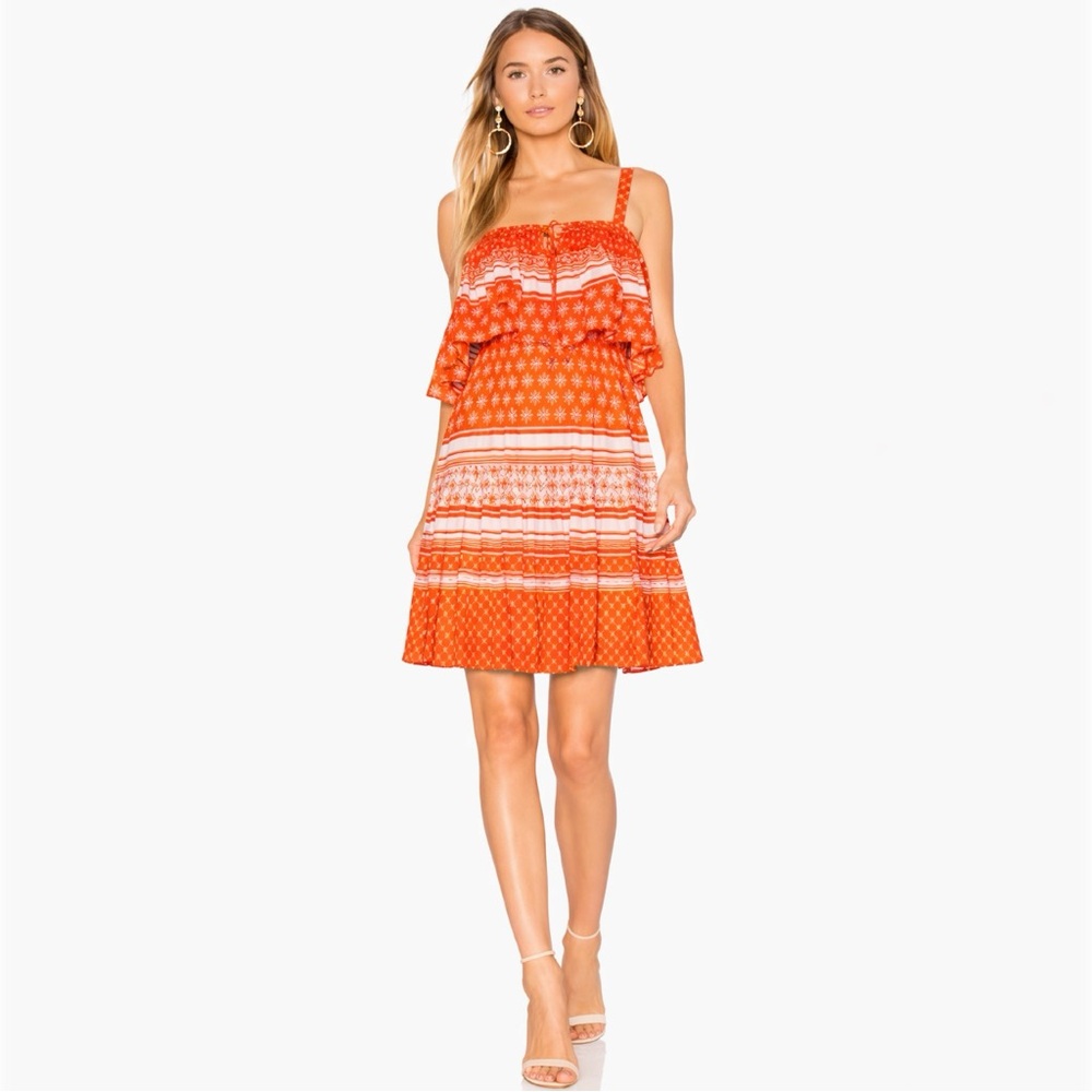 NEW Aijek Pias Tie-Front Mini Dress Orange Red Size 1 $269 Revolve